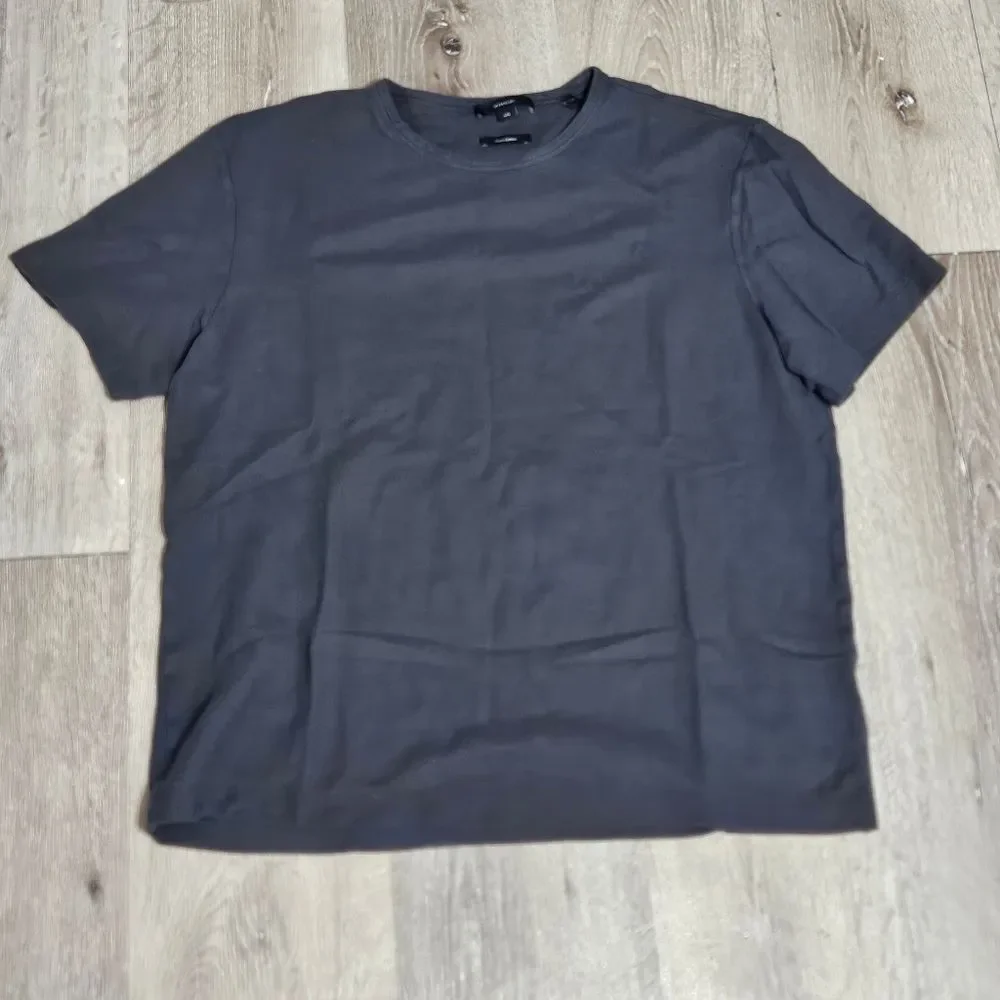 Vince Pima Cotton Piqué Crew Neck T-Shirt Mens Size M Soft Black Crew Neck